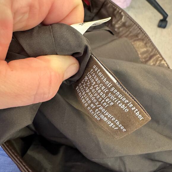 Vintage Danier Brown Leather Flare Pants Side Zip High Waist Y2k Chic Size 10 - Picture 10 of 11